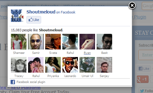 Facebook like fan page javascript